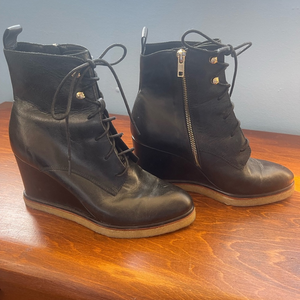 Silent D Black Wedge Ankle Boots - Picture 9 of 10